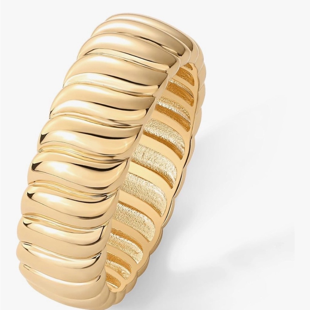 Pavoi 14K gold plated chunky‎ statement Ring - wide band